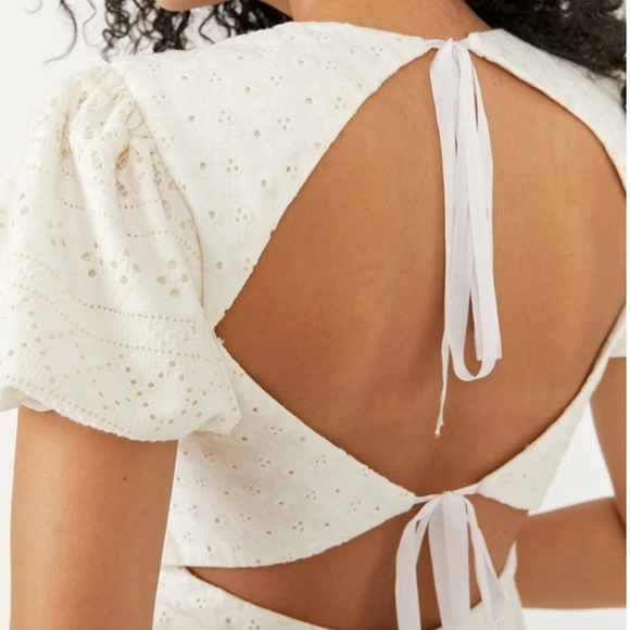 Free People Dresses & Skirts - FREE PEOPLE Apricot Rose Puff Sleeve Eyelet Dress Size Medium NWT
